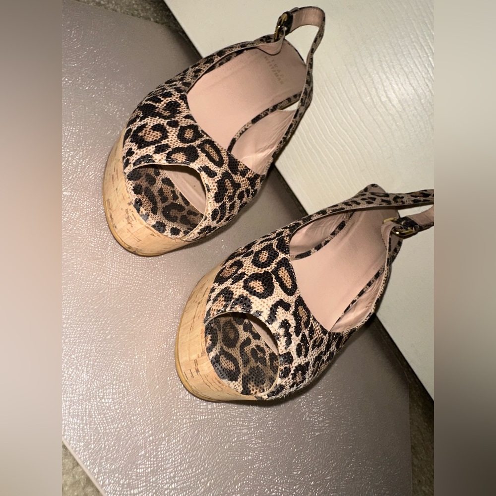 Stuart Weitzman Leopard Print Slingback Wedges 10 summer vacation Y2K style - Picture 7 of 13
